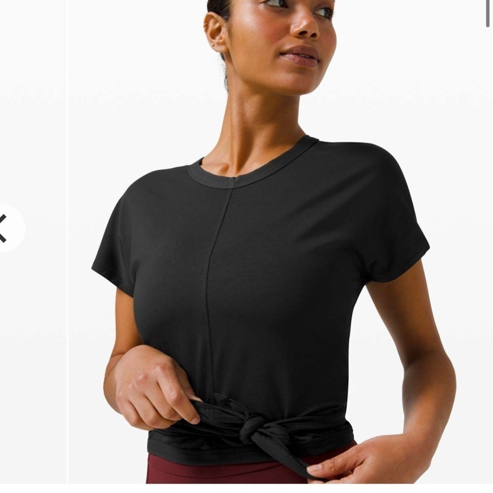 Lululemon Its A Tie Short sleeve Tee in Black yoga dance sexy comfortable - Picture 2 of 8